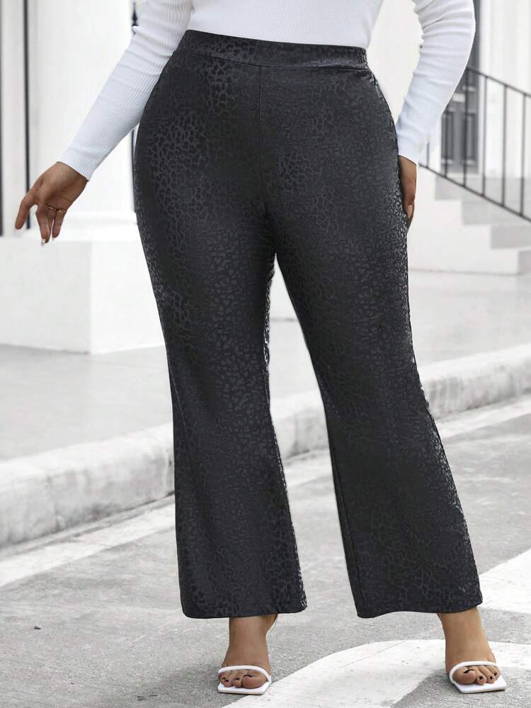 Women's Plus Size Jacquard Flared Pants