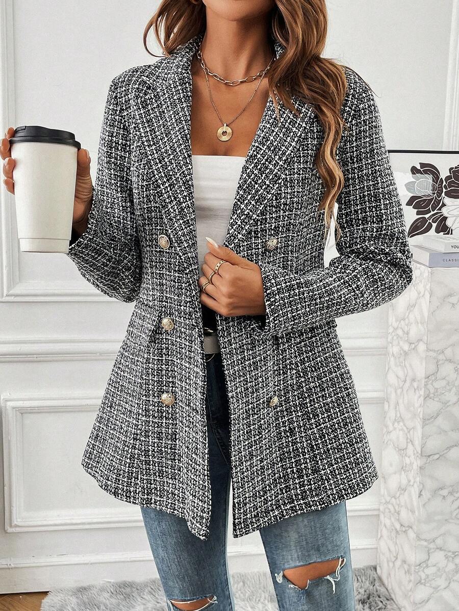 SHEIN Privé 女士呢子 - 黑與白 - 查看 1