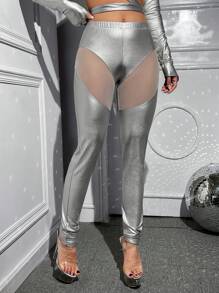 SHEIN ICON 低腰打底褲 - 銀色 - 查看 6