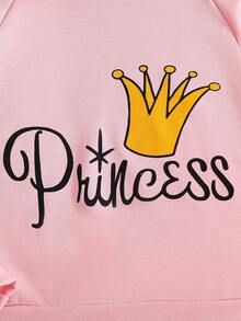 女孩可愛心型圖案連帽衫與褲子套裝 - 粉色 - 查看 3