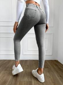Cloudara Women's Skinny Ripped Jeans ,Petite Women - Grey - View 2