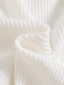 SHEIN Cô Gái Trẻ Cổ giả Đồ đan Ribbed Áo len - trắng - Xem 3