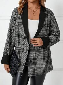 EMERY ROSE Hơn In kẻ sọc Cổ áo Áo vest - Đen và trắng - Xem 1