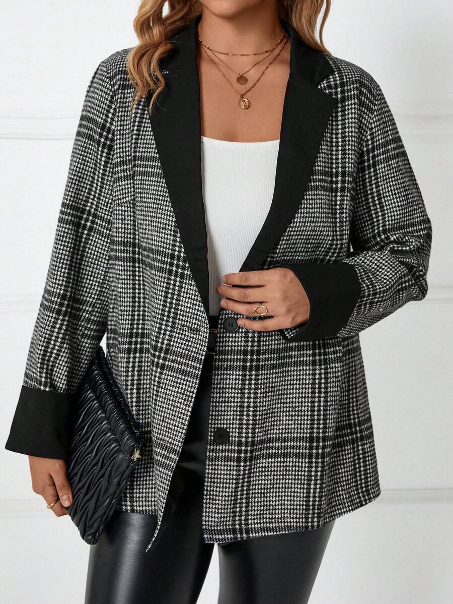 EMERY ROSE Hơn In kẻ sọc Cổ áo Áo vest - Đen và trắng - Xem 1