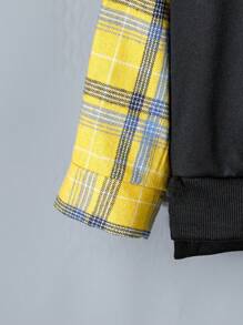 SHEIN 男小童格紋&字母圖案二合一衛衣和衛褲 - 彩色 - 查看 4