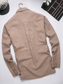 Manfinity Homme Men Plus Size Long Sleeve Flap Pocket Denim Shirt Top, Fall