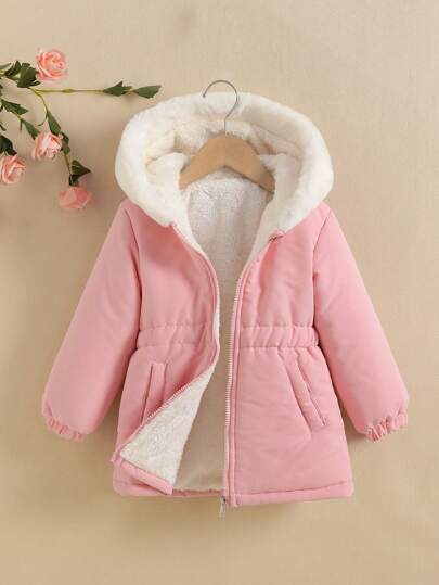 Elladie kids Young Girl Teddy Lined Hooded Coat