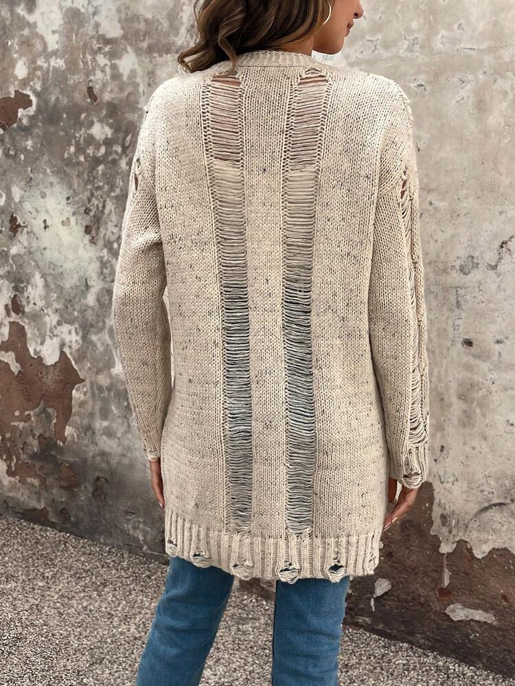 Cable Knit Drop Shoulder Cardigan Fall Cloth For Women