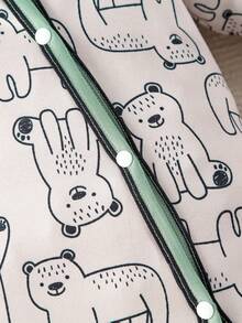 SHEIN Baby Boy 2pcs Striped & Cartoon Graphic Button Front Jumpsuit - Multicolor - View 4