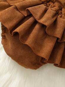 SHEIN Vintaside Kids Bebé niña Body ribete con fruncido con lazo delantero 2 en 1 con banda cabeza - Multicolor - Ver 7