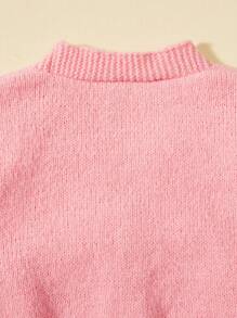 SHEIN 女小童草莓補丁貼前紐扣開襟衫 - 粉色 - 查看 5