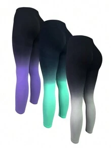 Yoga Trendy 女性漸層運動緊身褲 - 彩色 - 查看 1