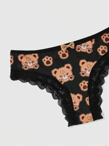ROMWE Kawaii 3pcs Bowknot & Lace Detail Panties - Multicolor - View 3