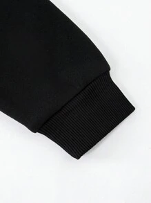 SHEIN Boys' Printed Zip-Up Hoodie - Black - View 7