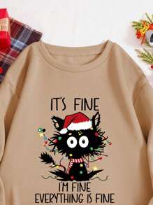 INAWLY Sweat-shirt à capuche matelassé à imprimé de Noël, pour l'hiver