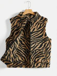 青少年秋冬基礎休閒保暖毛絨馬甲夾克 - 彩色 - 查看 1