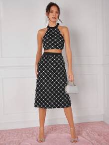 Enchnt Kim sa lấp lánh Halterneck Áo - màu đen - Xem 3