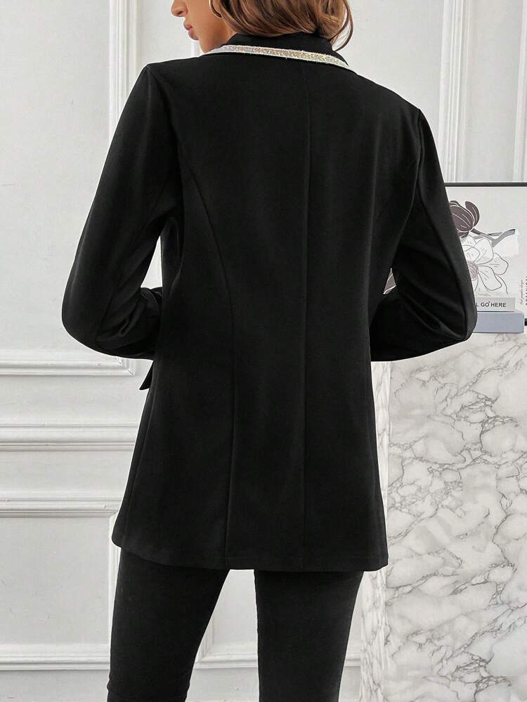 Contrast Trim Single Button Blazer