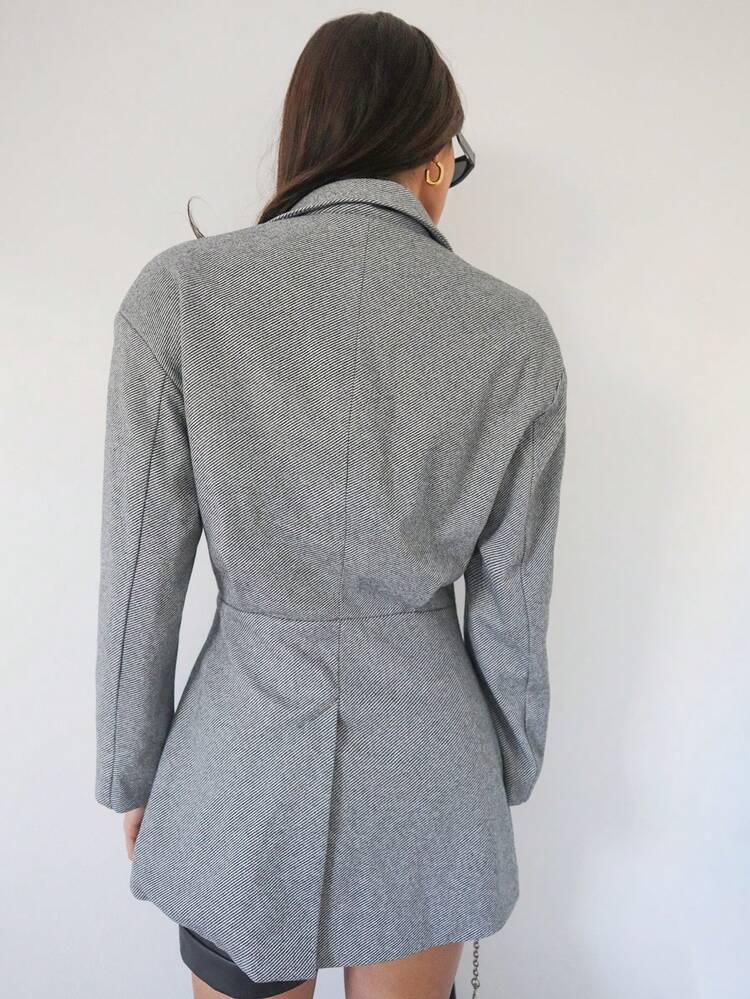 Lapel Neck Single Button Blazer Dress