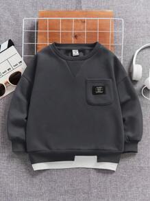 SHEIN 男小童字母補丁細節前口袋二合一套頭衫 - 彩色 - 查看 1