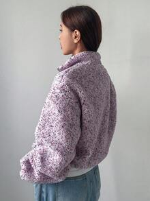 DAZY 女士teddy毛絨半拉鍊衛衣 - 紫色 - 查看 2