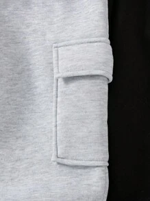 SHEIN 適合青少年男孩的2入組休閒街頭風格學院服裝,包括多色連帽衛衣和褲子