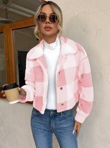 SHEIN LUNE Women's Plaid Drop Shoulder Jacket - Multicolor - View 3