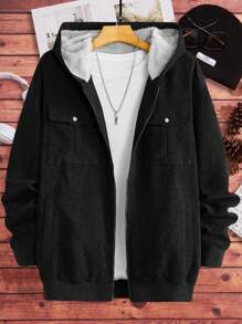 Manfinity RebelGame 男士翻蓋口袋連帽夾克 - 黑色 - 查看 1