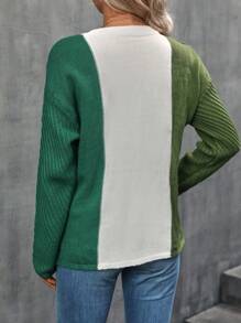 SHEIN LUNE Áo len chui đầu phối màu vai rớt, thích hợp cho mùa thu đông. - Nhiều màu - Xem 2