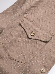 Manfinity Homme Men Plus Size Long Sleeve Flap Pocket Denim Shirt Top, Fall