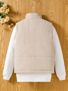 休閒羽絨馬甲 - 卡其色 - 查看 2