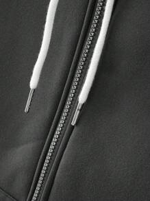 Manfinity Homme Sudadera con capucha con cremallera y cordón, forro térmico, para hombre, para otoño e invierno