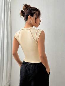 SHEIN Unity In bướm Crop Tank Top - màu nâu - Xem 2