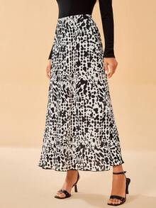 SHEIN Tall Allover Print Plisse Skirt - Multicolor - View 4