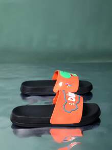 Pantuflas con estampado de dibujos animados de uso dual interior/exterior para niños - Negro - Ver 2