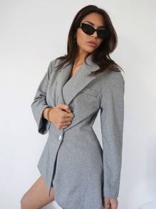 SHEIN Essnce Lapel Neck Single Button Blazer Dress