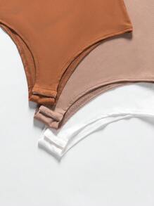 INAWLY Áo liền quần ôm nữ Gân đan màu trơn Giải trí - Nhiều màu - Xem 5