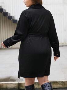 SHEIN Essnce 大尺碼女式束帶連身裙 - 黑色 - 查看 2