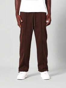 SUMWON Quần nỉ nỉ cổ điển kiểu quần chạy bộ co giãn có dây rút, mắt cá chân, quần áo mặc ở nhà thể thao, thoải mái, dễ chịu, mặc vào mùa thu đông, mặc trong nhà và ngoài trời - Màu nâu Sô-cô-la - Xem 2