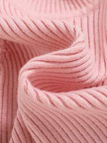 SHEIN Young Girl Turtleneck Ribbed Knit Sweater - Pink - View 4