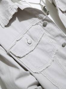 Manfinity Homme Men Plus Flap Pocket Denim Jacket Without Hoodie - Apricot - View 3