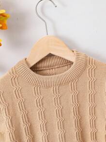 SHEIN Chica Joven Jersey de dos tonos 2 en 1 - Caqui - Ver 3