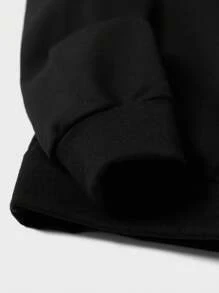 RueChic Men's Hooded Sweatshirt With Letter Print - Black - View 3