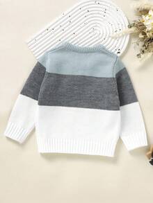 SHEIN Young Boy Color Block Cable Knit Sweater - Multicolor - View 2
