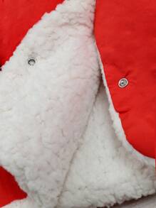 Baby Mädchen Kapuzenjacke mit Doppeltaschen, Knopfverschluss und 3D-Ohren Design für den Winter - Rot - Übersicht 3