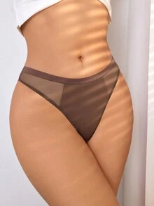 SHEIN Women's Mesh Splicing Triangle Panties, Pack Of 5 - Multicolor - View 4