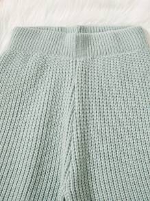 少女開扣釦針織開衫和針織長褲 - 綠色 - 查看 6