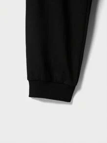 RueChic Men Cartoon Graphic Hoodie & Sweatpants - Black - View 3