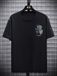 Men Cartoon & Slogan Graphic Tee - Black - View 2