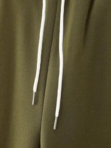 Manfinity Homme Hombres Capucha Térmica Con Cordón Y Estampado De Letra Con Pantalones Deportivos - Verde - Ver 7